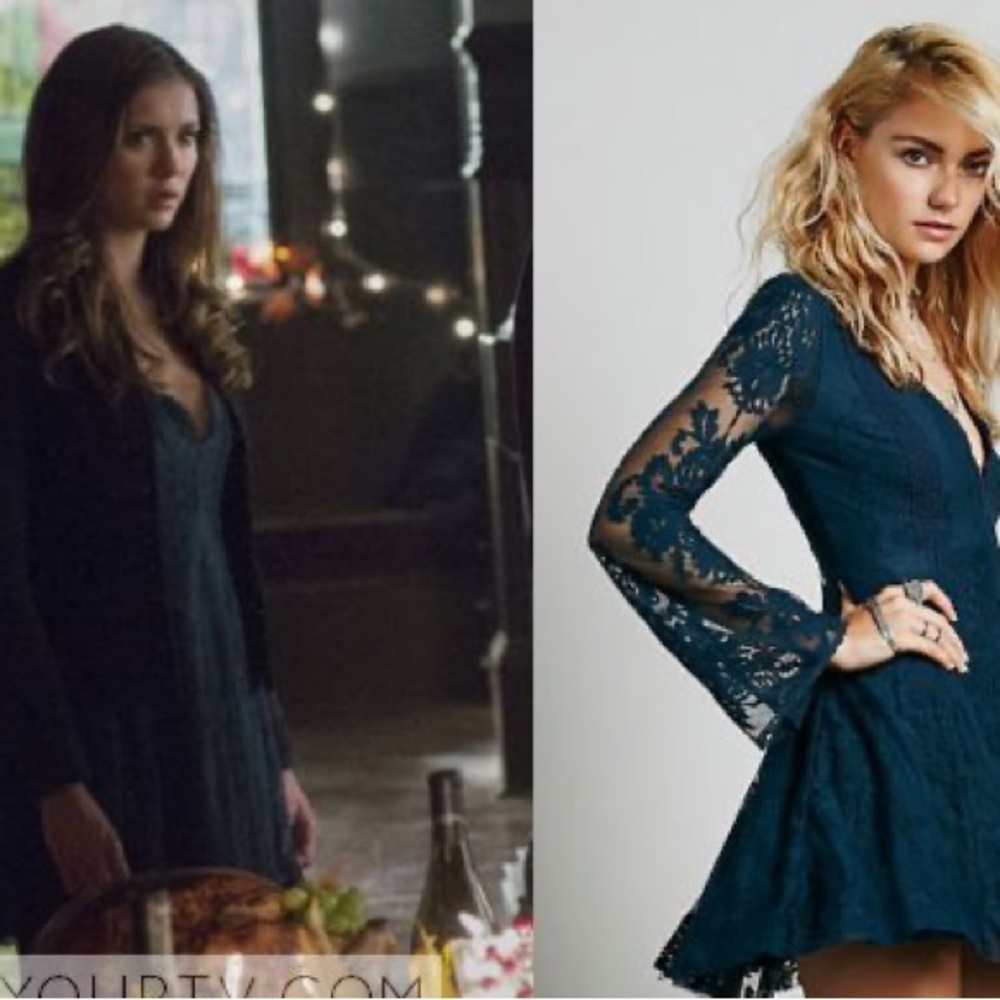 Free People Women's Green and Blue Dress - Picture 5 of 5
